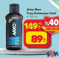 ARKO MEN TIRAŞ KOLONYASI COOL 255 ML indirimli fiyat ARKO MEN TIRAŞ KOLONYASI COOL 255 ML fiyat ve kampanya bilgisi